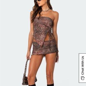 Edikted Brown Strapless Two-Piece Set